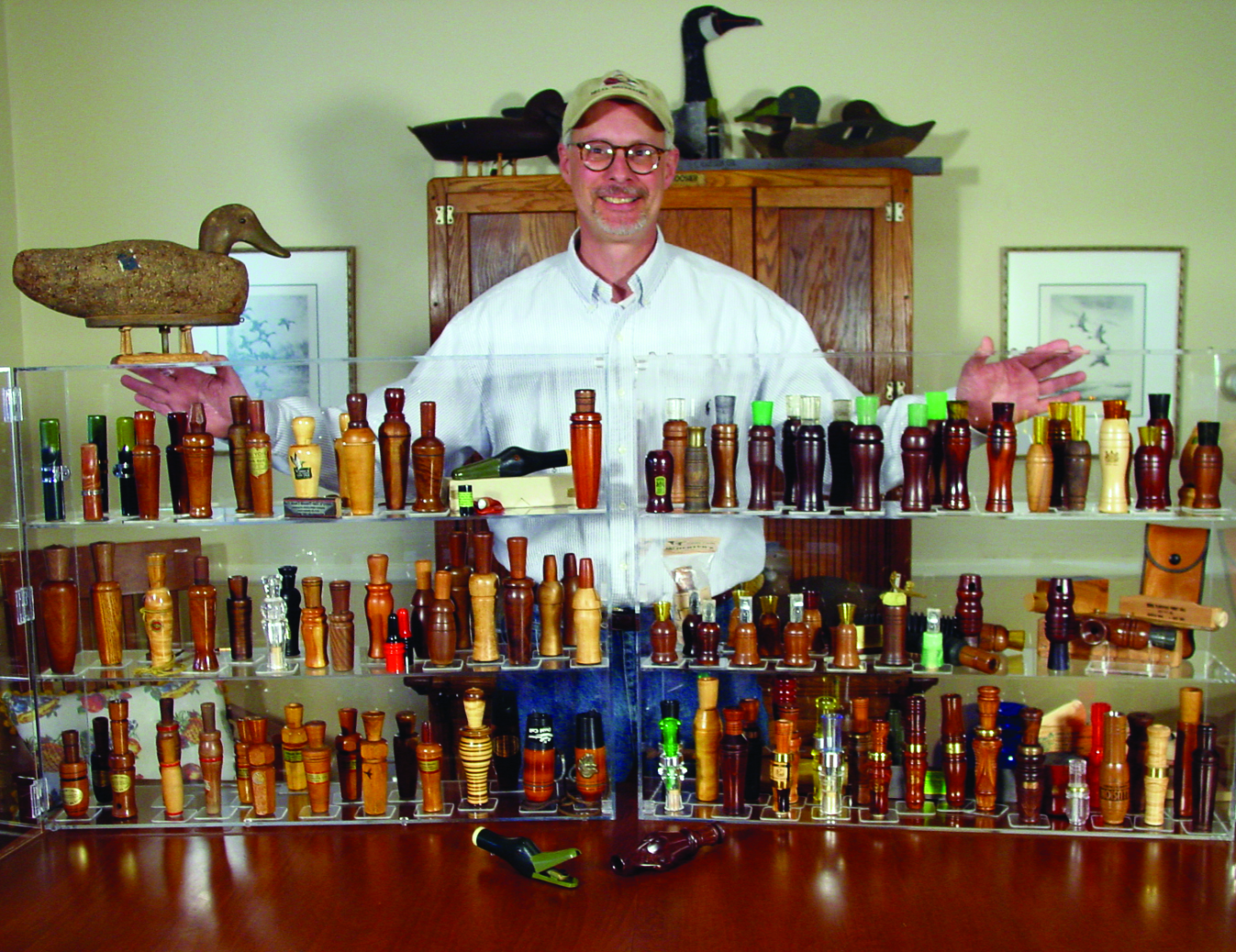  Lodermeier with part of his collection of Minnesota made game calls